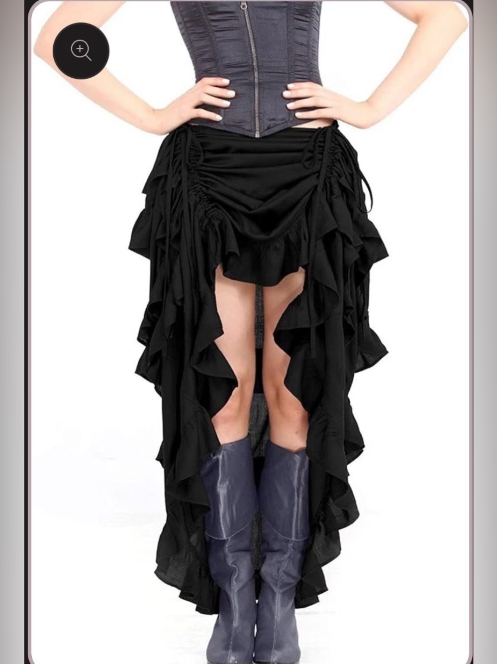 The Pirate Dressing Black Ruffle High Low Skirt L NWT